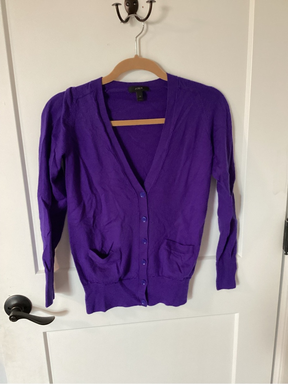 J. Crew Deep Purple V-Neck Button Cardigan